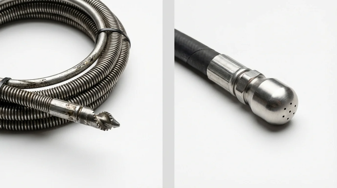 Drain snake cable and hydro jetting nozzle used for drain cleaning in Salisbury, MD